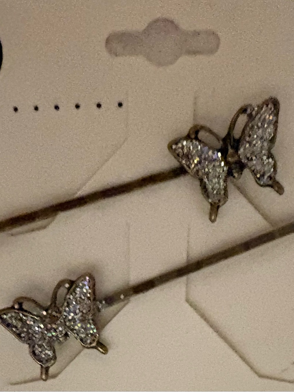 Crystal Butterfly Hair Pins - Silver